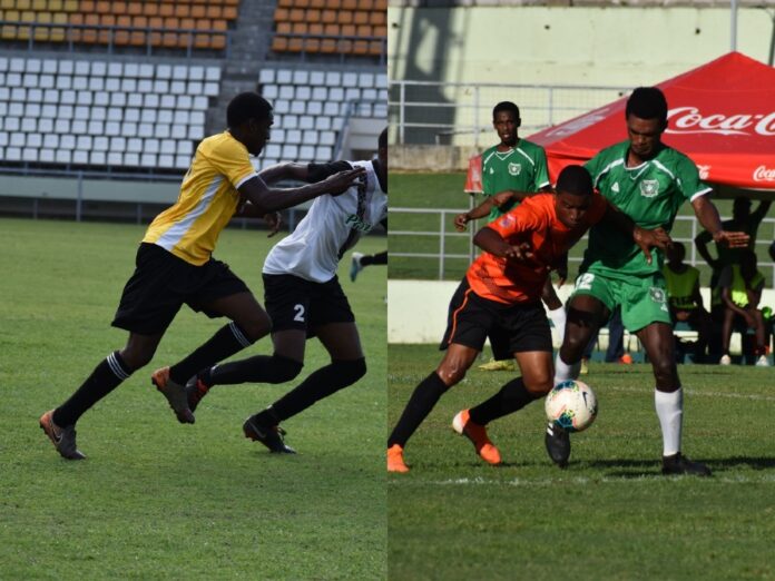 L/R Mahaut (yellow top) and Harlem (white top) in action and East Central (green) vs South East (orange top)
