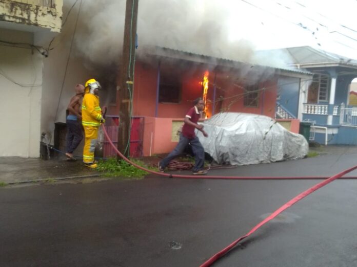 Fire Officers battle fire in Newtown