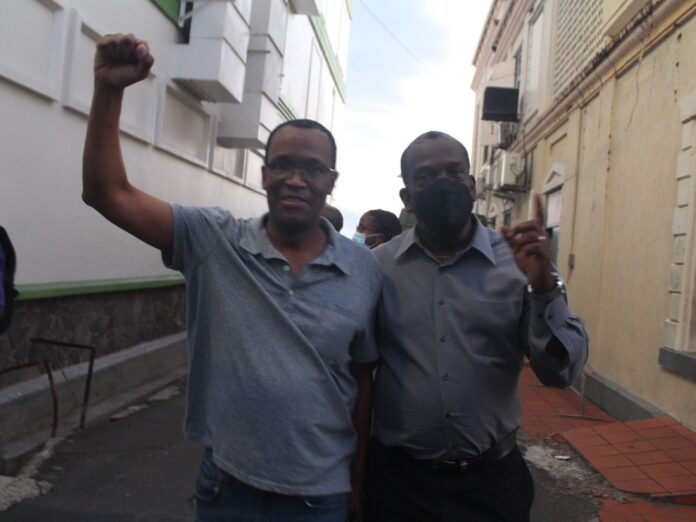 Dr Fontaine and opposition leader Linton