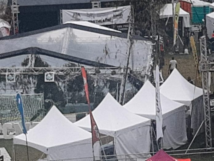 collapsed tent