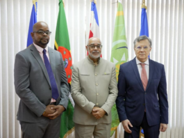 Roland Royer, Minister of Agriculture, Fisheries, Blue and Green Economy of Dominica; Didacus Jules, Director General of the Organization of Eastern Caribbean States (OECS); and Manuel Otero, Director General of IICA.