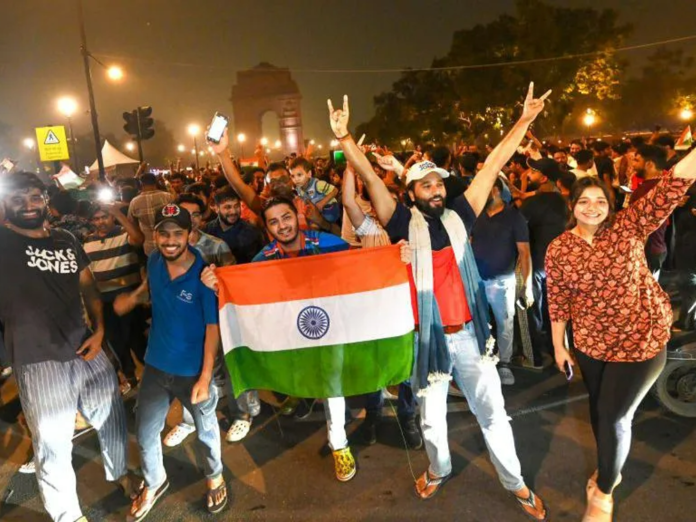 Fans celebrate on Delhi streets after India's win