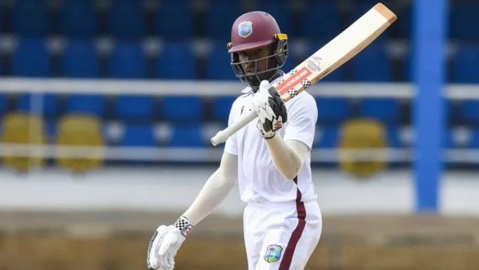 Alick Athanaze made a career-best 92 to help save the game • AFP/Getty Images