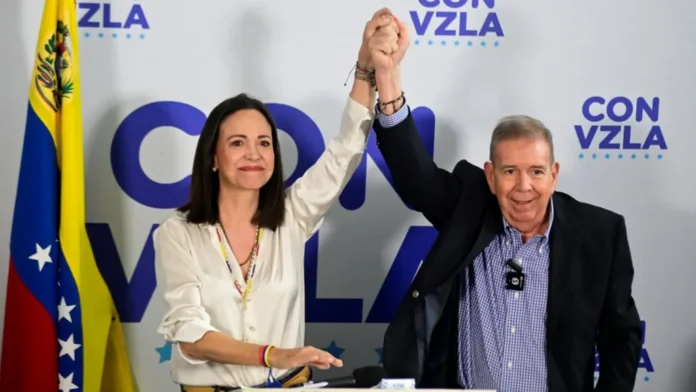 Opposition leader María Corina Machado claims her party's candidate, Edmundo Gonzalez, won by a landslide