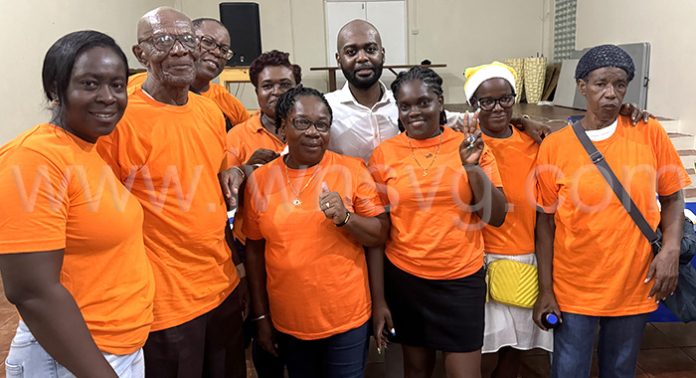 Kishore Shallow, centre, won a primary on Tuesday, Sept. 17, 2024, to be selected as the NDP’s candidate for North Leeward in the next general elections.