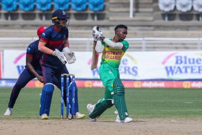 BACK TO SOME FORM: Alick Athanaze against the Combined Campuses and Colleges Marooners at the Brian Lara Cricket Academy, Tarouba, Wednesday. @Caption:—Photo: CWI Media