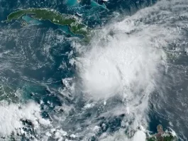 This satellite image obtained from the National Oceanic and Atmospheric Administration shows Hurricane Beryl on July 3, 2024, at 12:40 GMT, approaching Jamaica. (Photo: AFP)