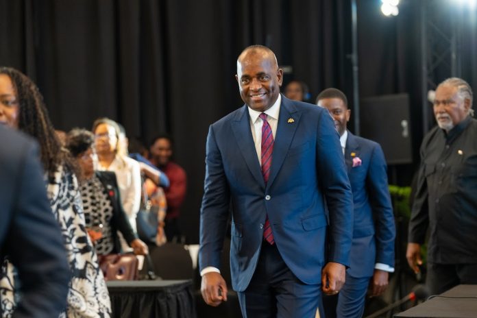 PM Skerrit at meeting in St. Lucia