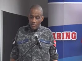 Police Commissioner, Allister Guevarro, speaking at the news conference on Friday (CMC Photo)