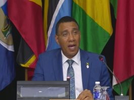 Prime Minister Andrew Holness, the CARICO chair, speaking at the end of summit news conference on Tuesday night (CMC Photo)