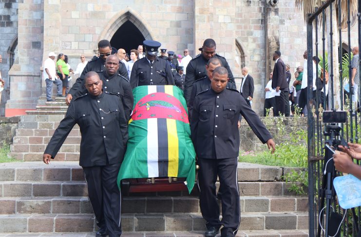 Police carrying the remains of the late Aird