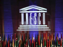 The logo of the United Nations Educational, Scientific and Cultural Organisation (UNESCO) is seen during the 39th session of the General Conference at the UNESCO headquarters in Paris, Saturday, November 4, 2017. The United States is ready to rejoin the U.N. cultural and scientific agency UNESCO â and pay more than $600 million in back dues -- after a decade-long dispute sparked by the organisation's move to include Palestine as a member. (AP Photo/Christophe Ena, File)