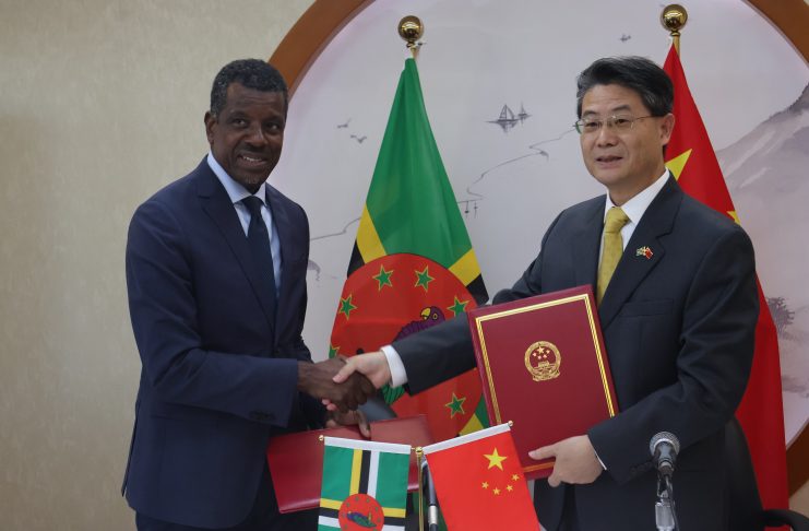 Foreign Affairs Minister Dr. Vince Henderson and Chinese Ambassador to Dominica His Excellency Chu Maoming