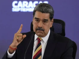 REGIME CHANGE’ POLICY: Venezuela President Nicolas Maduro speaks during a news conference yesterday in Caracas. —Photo: AP Ariana Cubillos