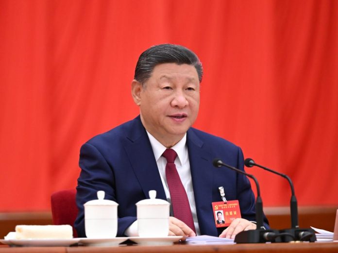 Xi Jinping, general secretary of the Communist Party of China (CPC) Central Committee, delivers an important address at the fourth plenary session of the 20th CPC Central Committee in Beijing, capital of China. The 20th Central Committee of the CPC convened its fourth plenary session in Beijing from Monday to Thursday. (Xinhua/Xie Huanchi)