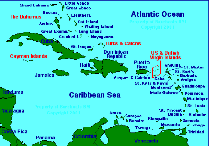 Map of the Caribbean