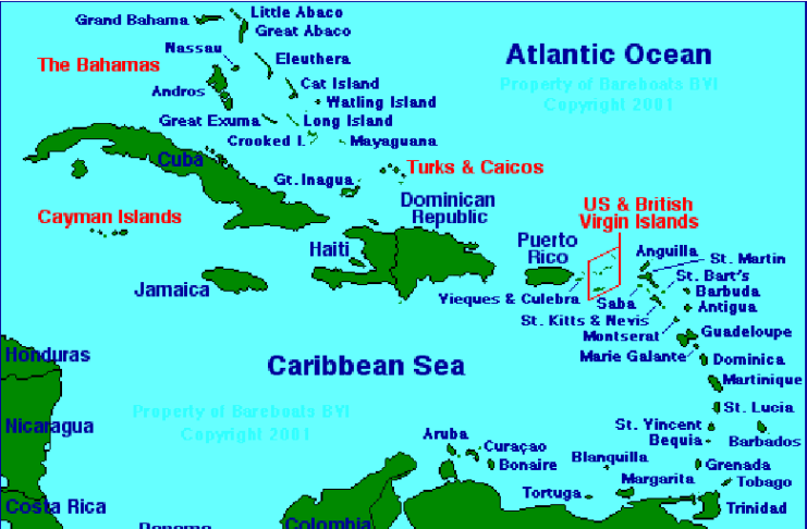 Map of the Caribbean
