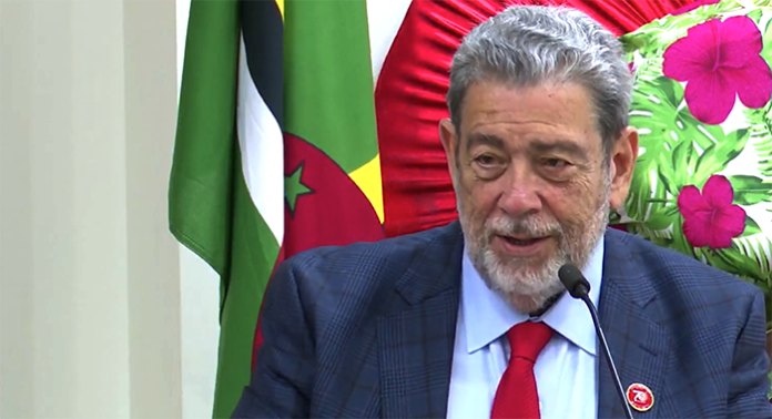 St. Vincent and the Grenadines Prime Minister Ralph Gonsalves delivering the Roosevelt Douglas Memorial Lecture in Dominica on Thursday, Oct. 9, 2025