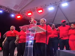 Prime Minister and ULP leader, Dr. Ralph Gonsalves addressing his party supporters