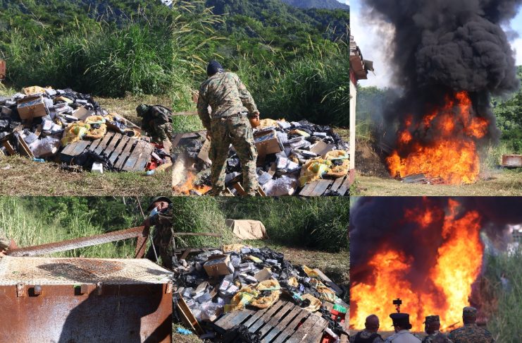 Collage of drugs being destroyed