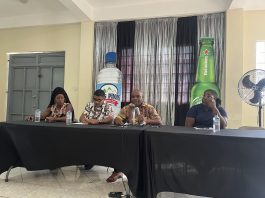 New DCA executive raises prize money for Calypso Monarch by five thousand dollars L/R Secretary Mystrie, PRO Peter Letang, President Riviere and Rep of Josephine Gabriel & Co