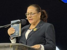 Louise Mitchell newly appointed Attorney General of St. Vincent and the Grenadines (SVG), taking the oath of office