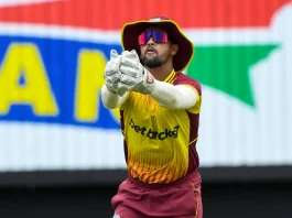 In this file photo from August 2023, Nicholas Pooran of the West Indies takes the catch to dismiss Axar Patel of India during their second Twenty20 International (T20I) match at Guyana National Stadium in Providence, Guyana. (Photo: AFP)