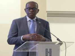 Prime Minister Phillip J Pierre addressing the weekend second World Congress on Racial and Ethnic Health Disparities in St. Lucia (CMC Photo).