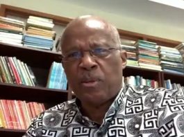 Cairman of the Caribbean Community (CARICOM) Reparations Commission (CRC), Professor Sir Hilary Beckles, speaking at news conference on Tuesday CMC Photo)