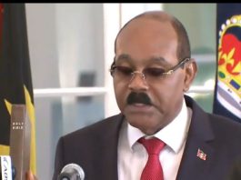 Prime Minister Gaston Browne taking the oath of office (CMC Photo)