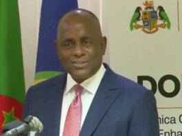 Prime Minister Roosevelt Skerrit addressing launch of multi-million dollar Dominica Community Resilience Enhancement Project (DOMCREP) (CMC Photo)