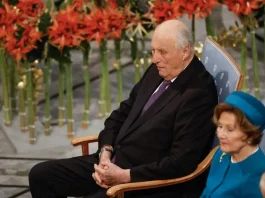 King Harald V of Norway and Queen Sonja of Norway have taken seat at Oslo City Hall to attend the awarding of the 2024 Nobel Peace Prize on December 10, 2024. (Photo: AFP)