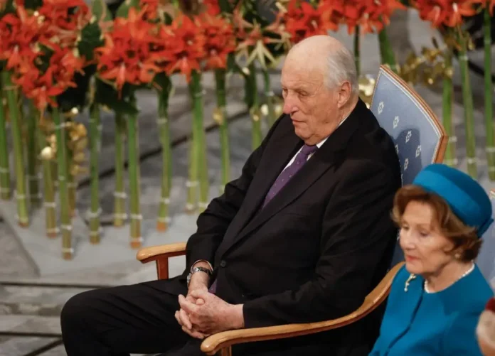 King Harald V of Norway and Queen Sonja of Norway have taken seat at Oslo City Hall to attend the awarding of the 2024 Nobel Peace Prize on December 10, 2024. (Photo: AFP)