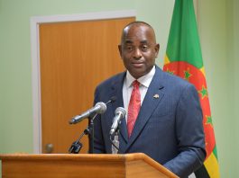 Prime Minister Roosevelt Skerrit addressing the media on Wednesday