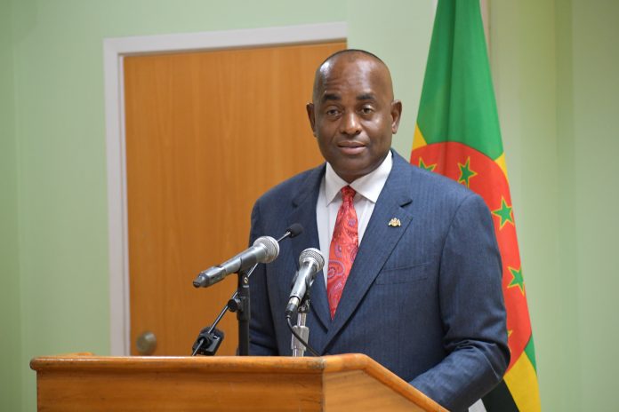 Prime Minister Roosevelt Skerrit addressing the media on Wednesday