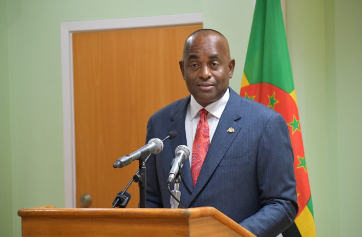 Prime Minister Roosevelt Skerrit addressing the media on Wednesday