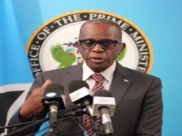Prime Minister Phillip J Pierre speaking at the post Cabinet news conference on Monday (CMC Photo)