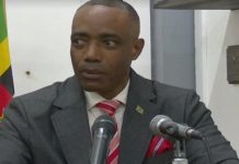 DOMINICA-SECURITY-Government minister wants all stakeholders, including the judiciary, to play a role in stemming crime National Security Minister Rayburn Blackmoore, speaking at the launch of the Ministry of National Security’s “Missing Persons Alert System” (CMC Photo)
